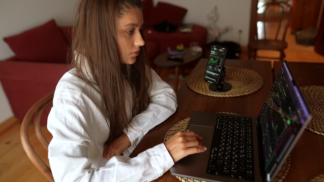 Woman working from home on laptop