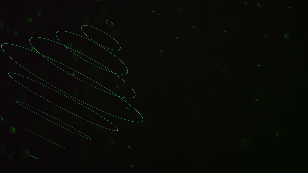 círculos geométricos abstractos en el espacio oscuro con brillos de mosca