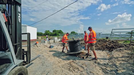 male construction workers. site under construction with workers