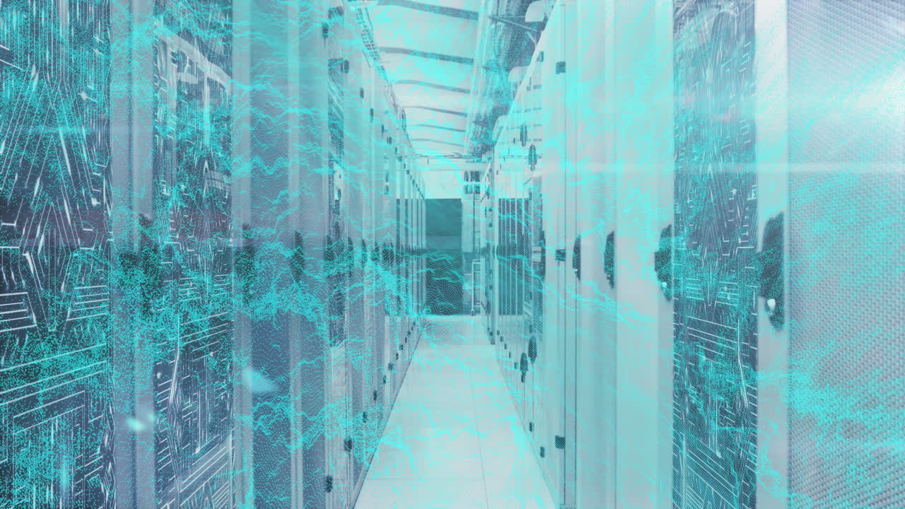 Animation of shapes over server room