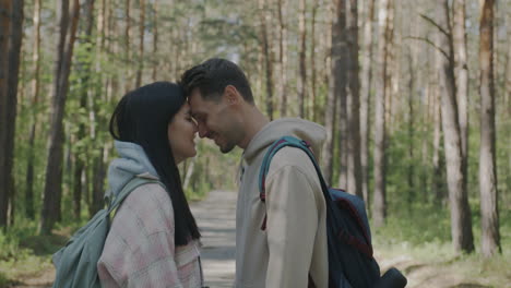 couple in love in a forest
