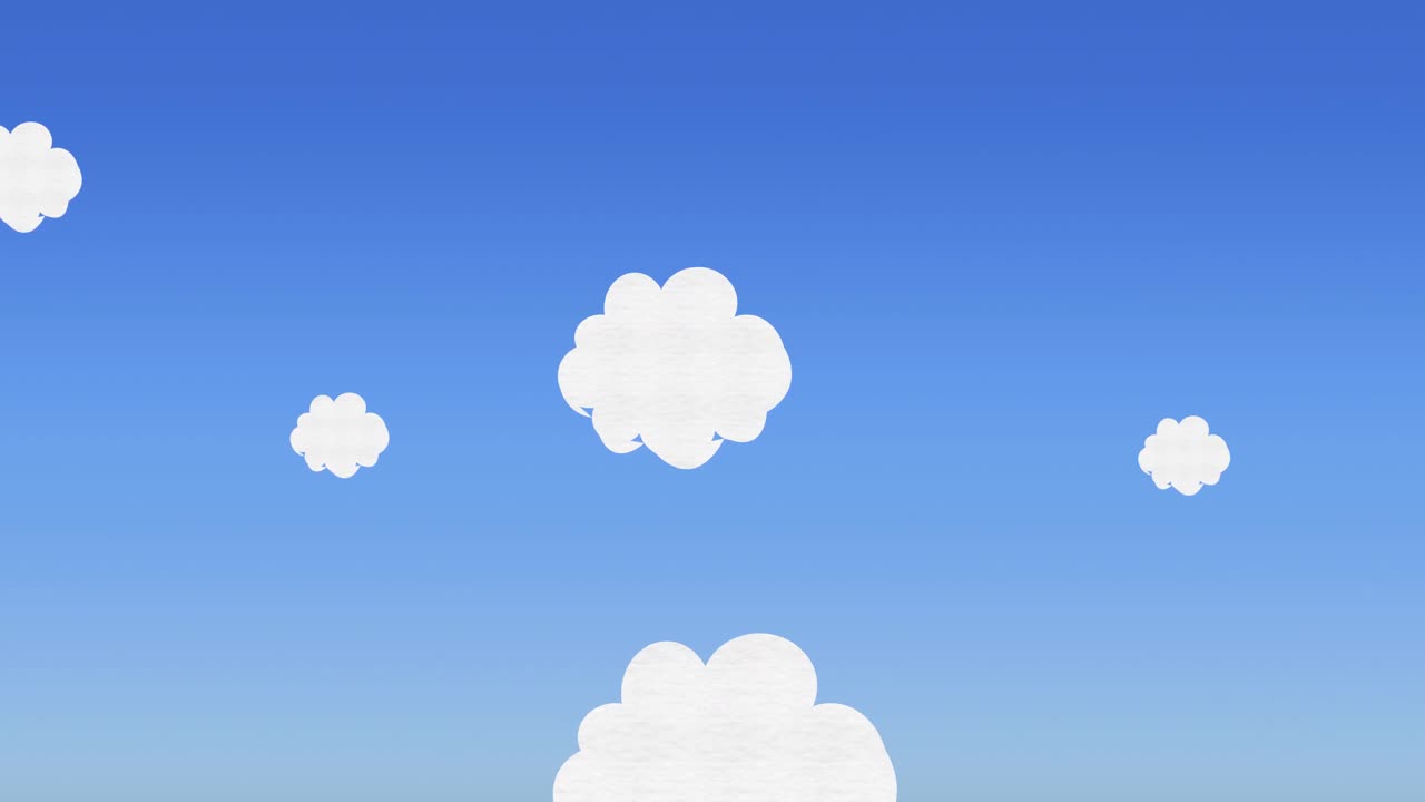 animación de nubes sobre un fondo azul