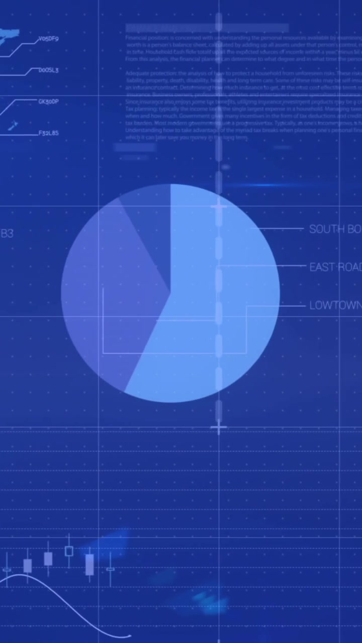 Animation af databehandling og former over blå baggrund