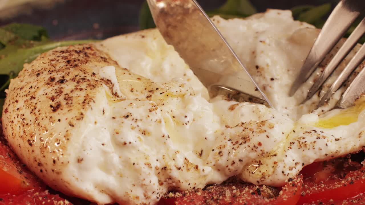 Burrata Salad with Knife and Fork