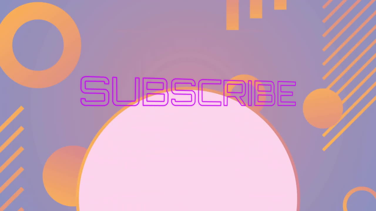 Subscribe text animation over abstract geometric shapes in pastel colors
