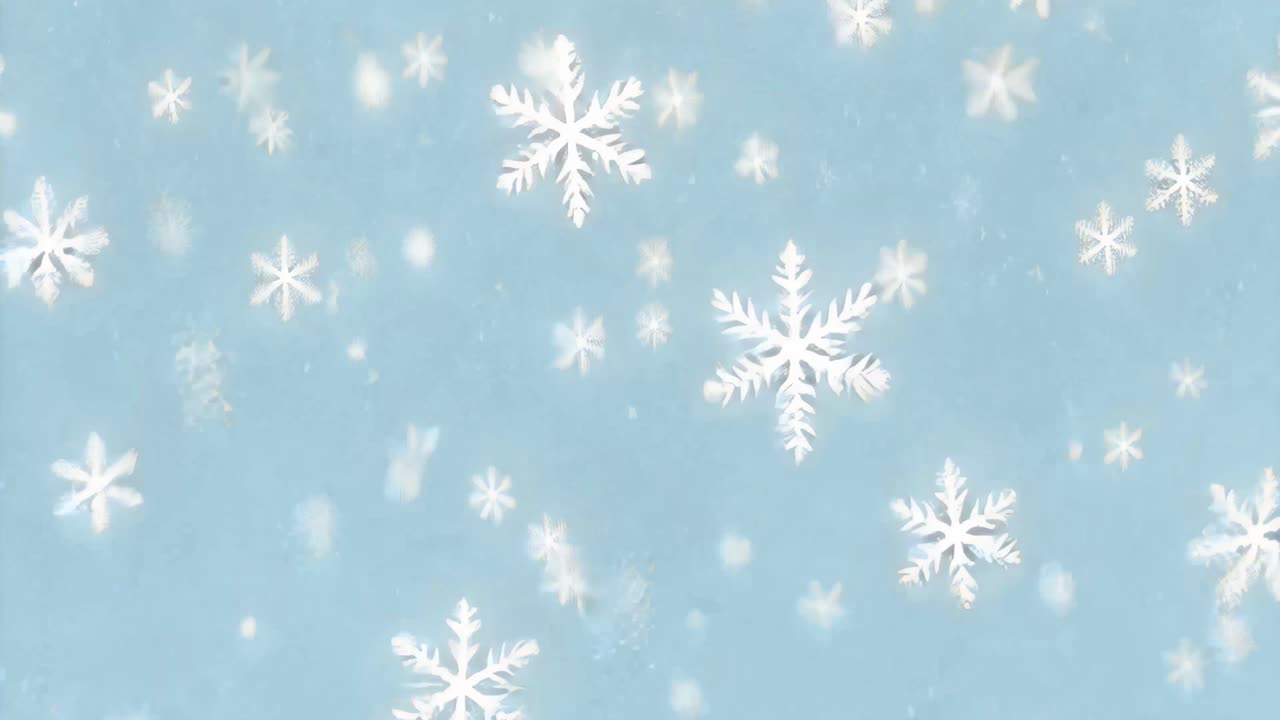 Delicate snowflakes on blue animated overlay, transparent 4K video, alpha channel, ProRes 4444