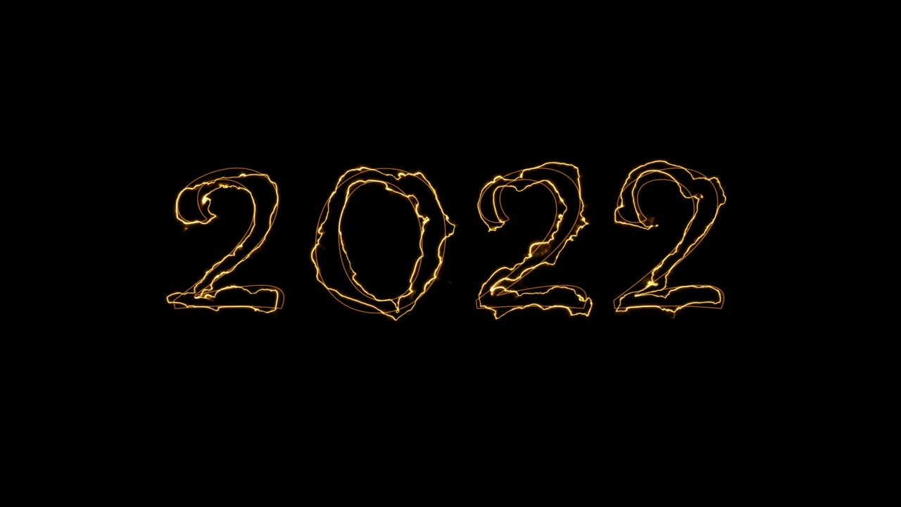 2022 fondo de luz de neón dorado, brillante y parpadeante 2022 fondo de texto de neón.