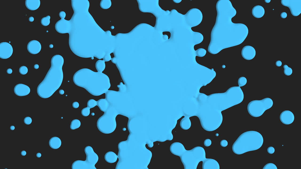 Abstract blue liquid and splashes spots on black gradient