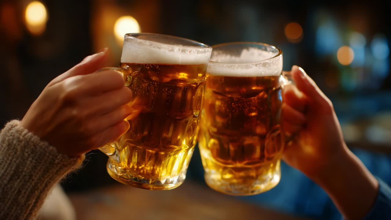 Due boccali di birra che brindano