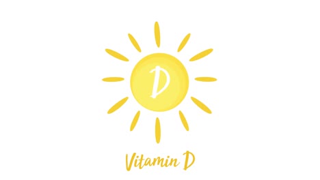 vitamin d icon with sun on white background. 4k video motion graphic