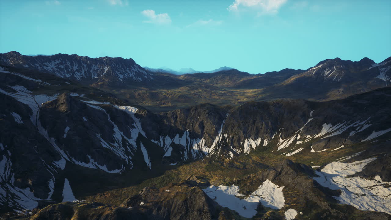 A view of a mountain range from an airplane
