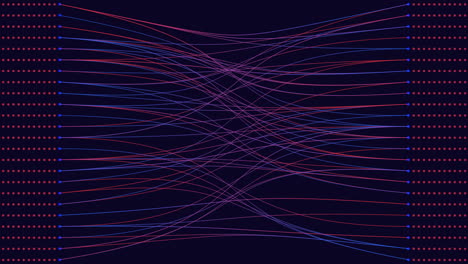 dynamic zigzag pattern of red and blue lines on dark background