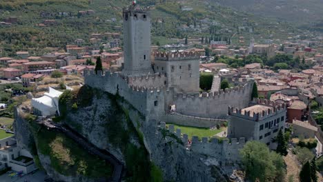 amazing aerial view of the castle of malcesine, italy