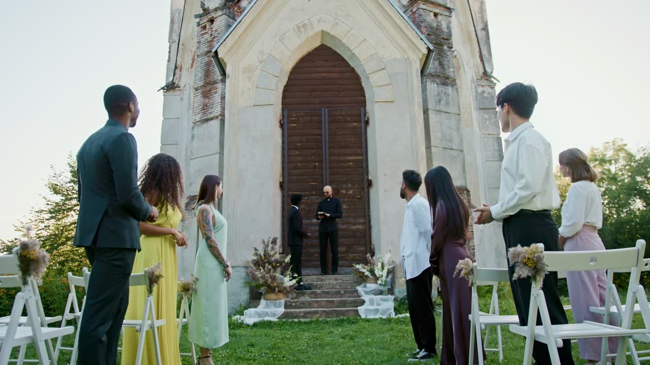 Wedding Ceremony in Front of a Church