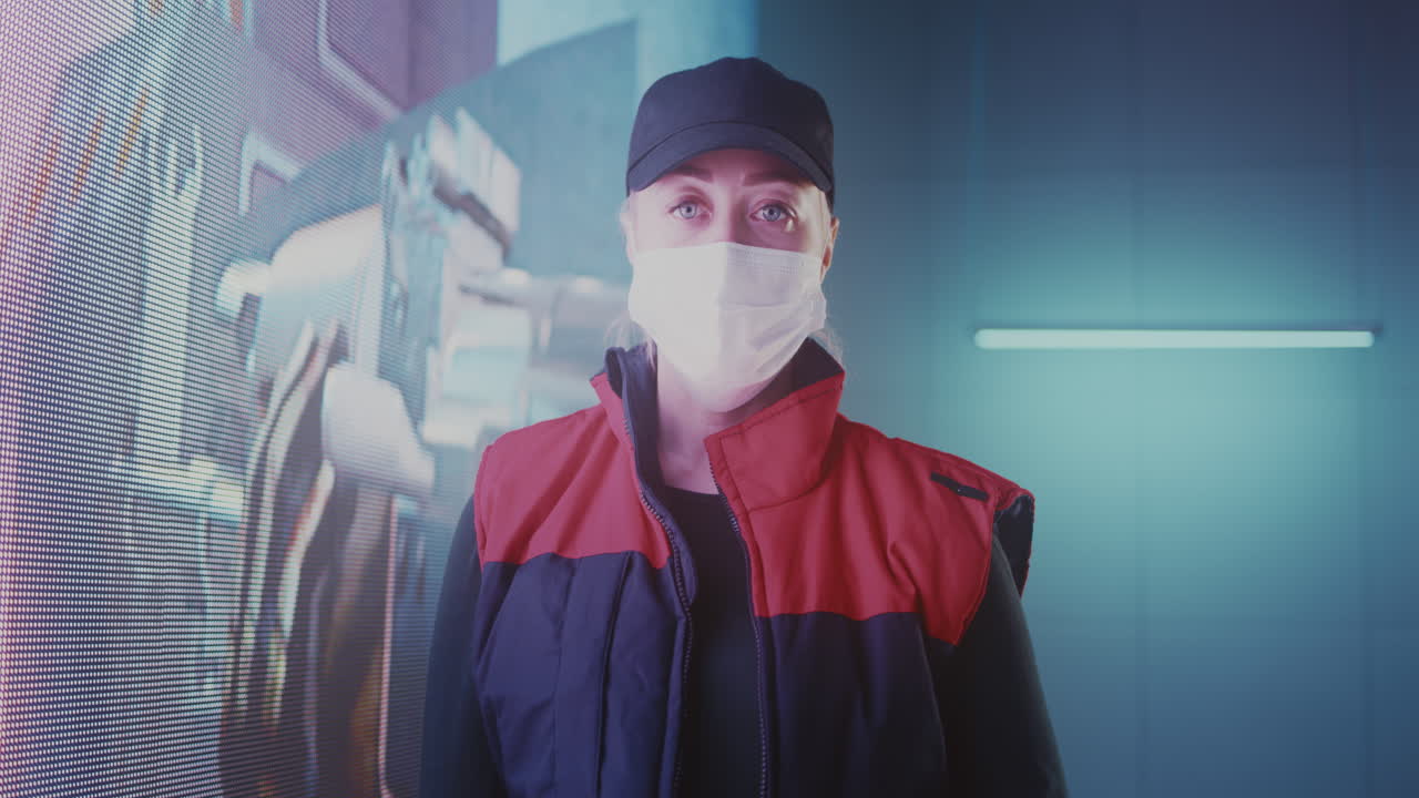 mujer en un entorno industrial moderno