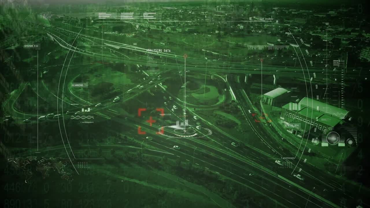 도로 교통에 대한 데이터 처리의 애니메이션