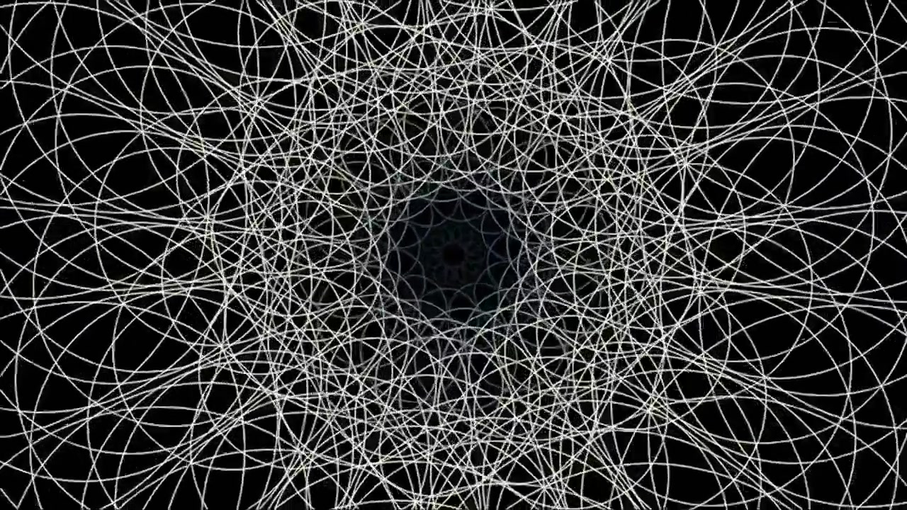 Animazione geometrica astratta di linee circolari bianche rotanti
