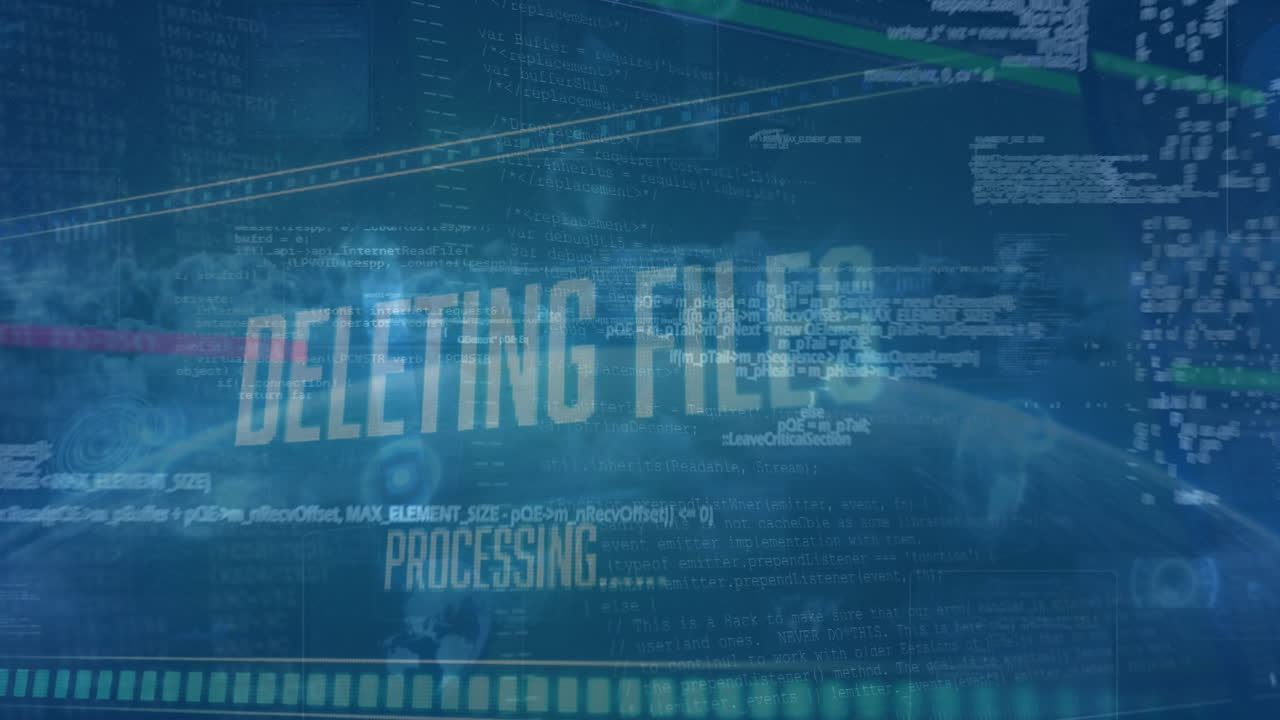 animación del procesamiento de datos contra las nubes en el cielo.