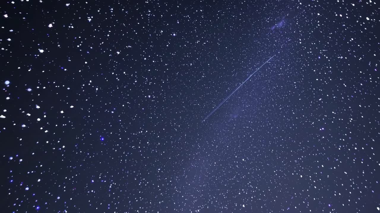 A mesmerizing video of a starry night sky captured from a low-angle view, showcasing countless