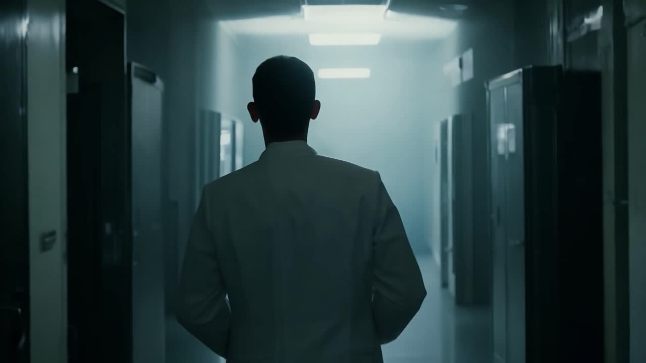 Doctor Walking Down a Hospital Corridor