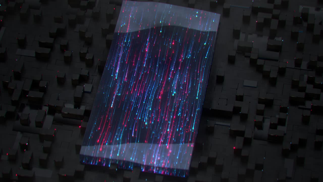 Neon light blue and red glowing lines seamless loop 3D render animation