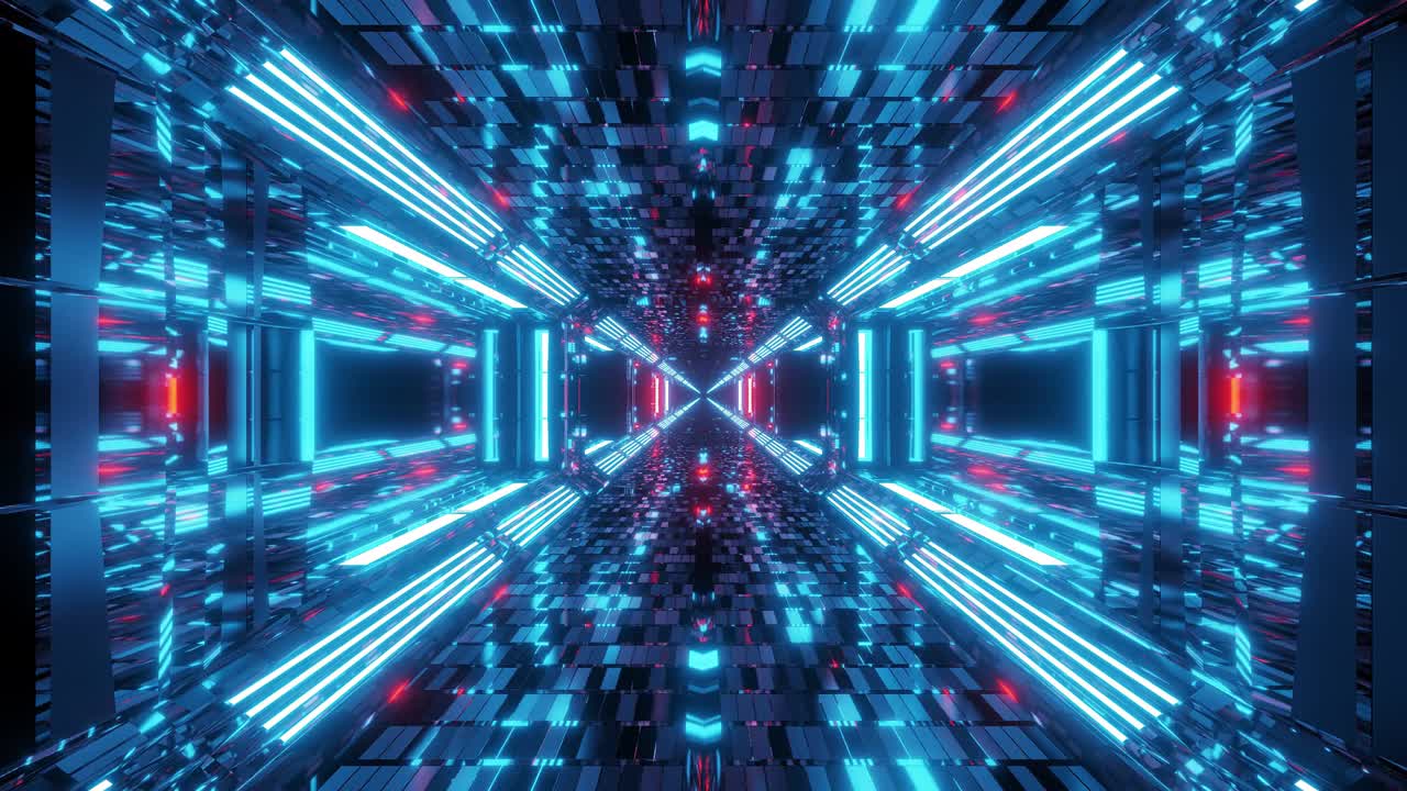 scifi tunnel corridor 3d illustration background wallpaper in futuristic reflective motion design loop