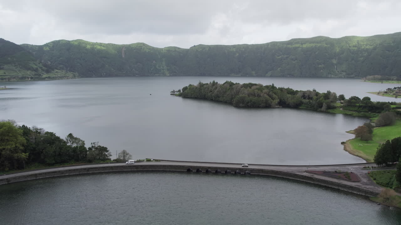Breathtaking view of Lagoa das Sete Cidades Bridge, S&atilde;o Miguel Azores