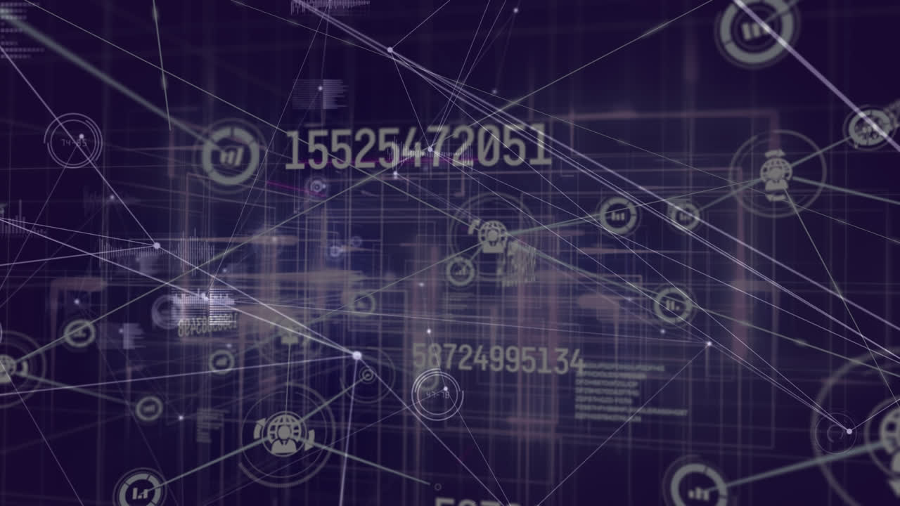 Animation of data processing on blue background