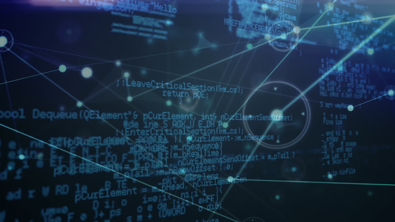 Animation of network of connections and diverse data processing in digital space