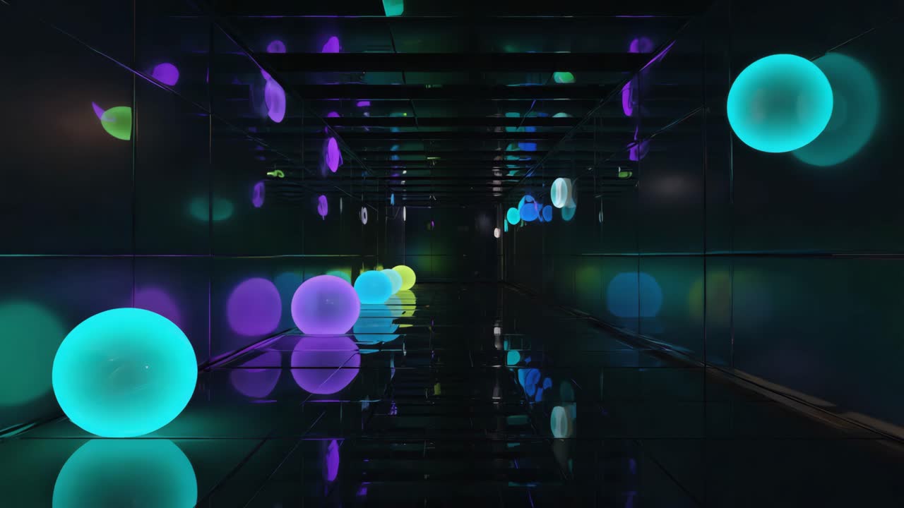 Glowing Spheres in a Mirrored Tunnel