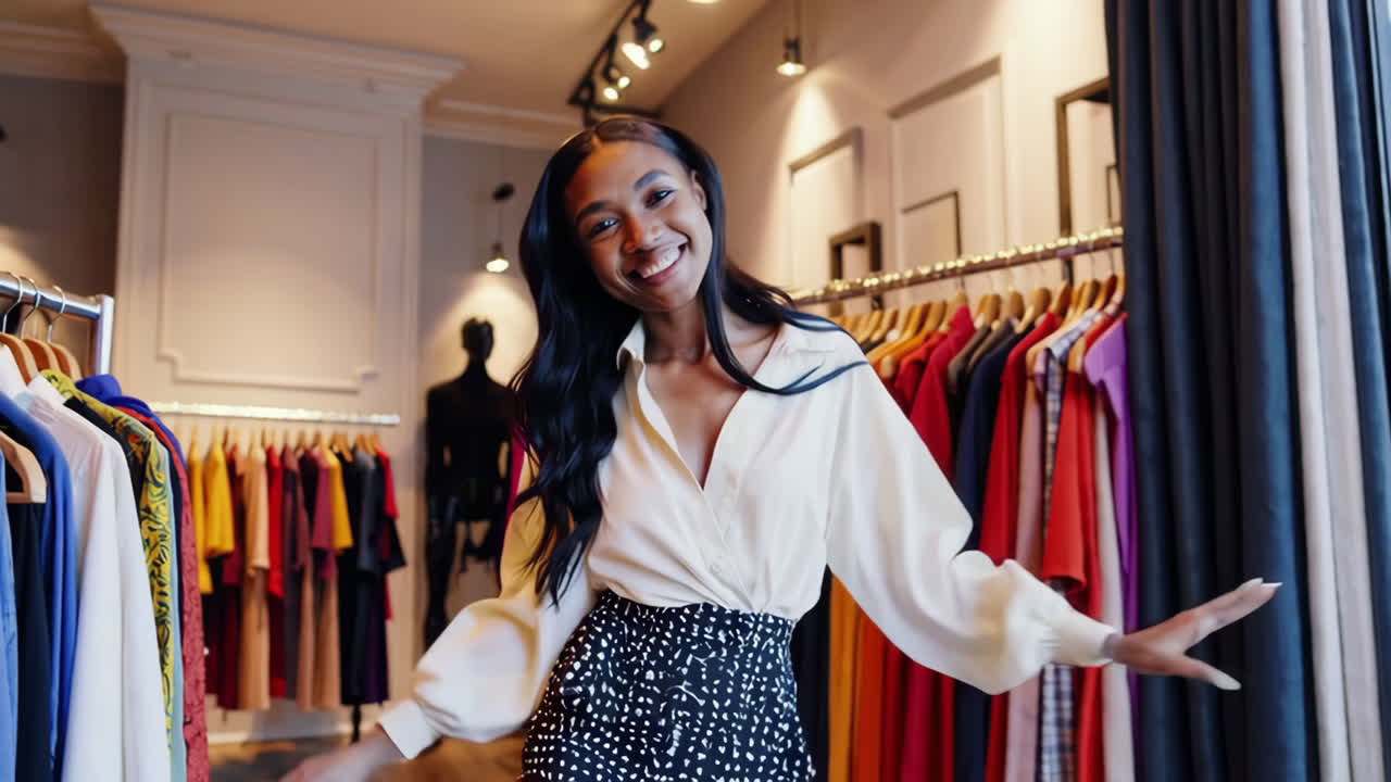 Woman shopping in a fashion boutique