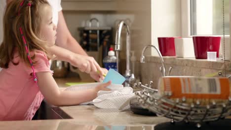 Mother-and-daughter-washing-up