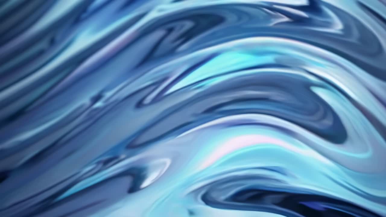 Abstract video of swirling blue and white liquid patterns, captured from a top-down angle