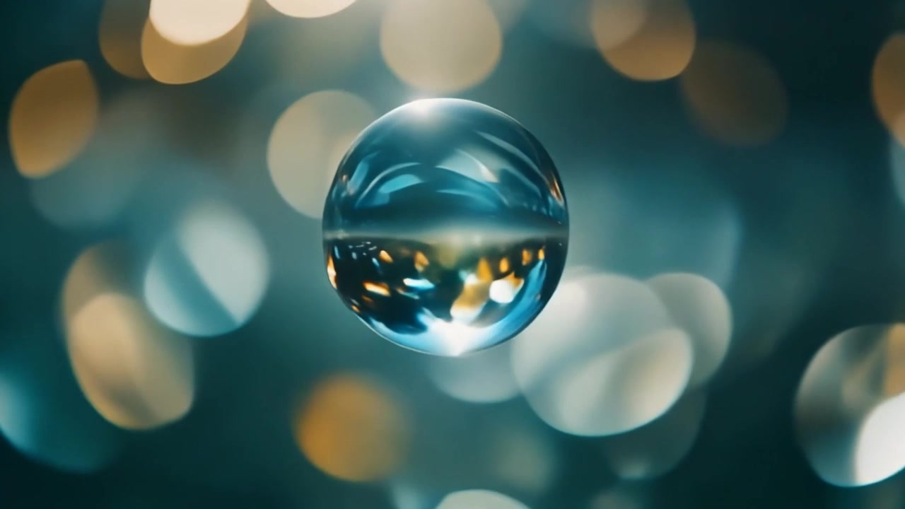 Krystalkugle, der reflekterer slørede bylys i bokeh-baggrund