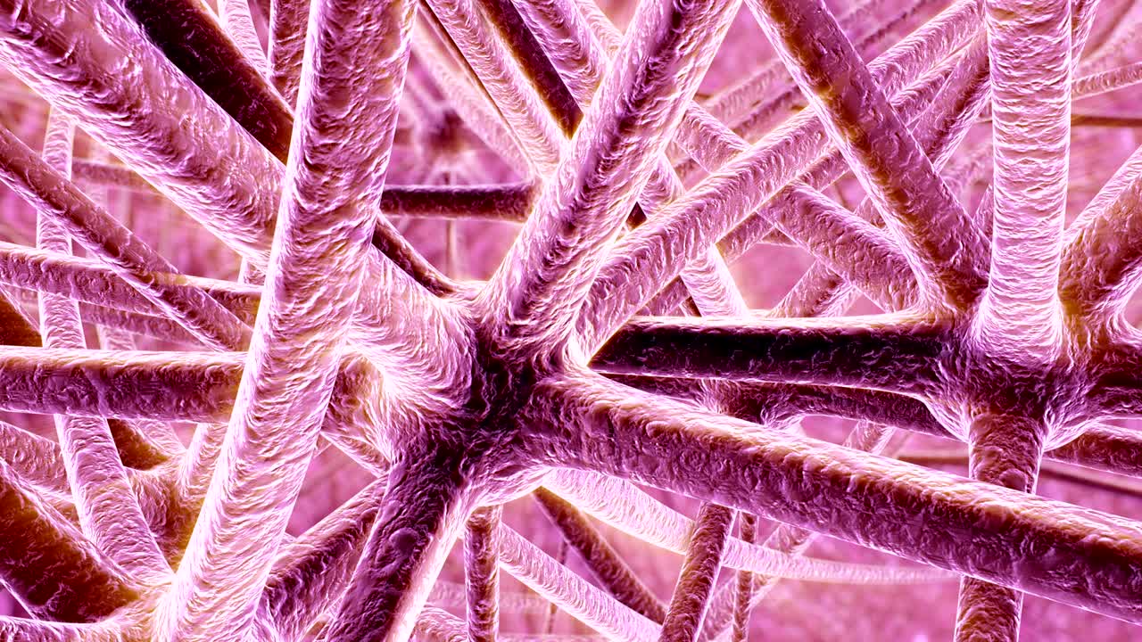 animación 3d del trabajo de las células neuronales. transmisión de impulsos en bucle