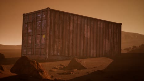 contenedor de envío abandonado en el desierto