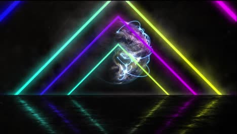 animación de un túnel de neón brillante sobre el globo