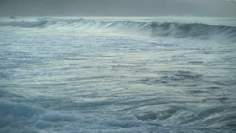 close up shot of waves in hitting the coast in the northern part of madeira, portugal