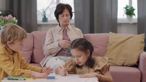 grandmother and grandchildren spending time together