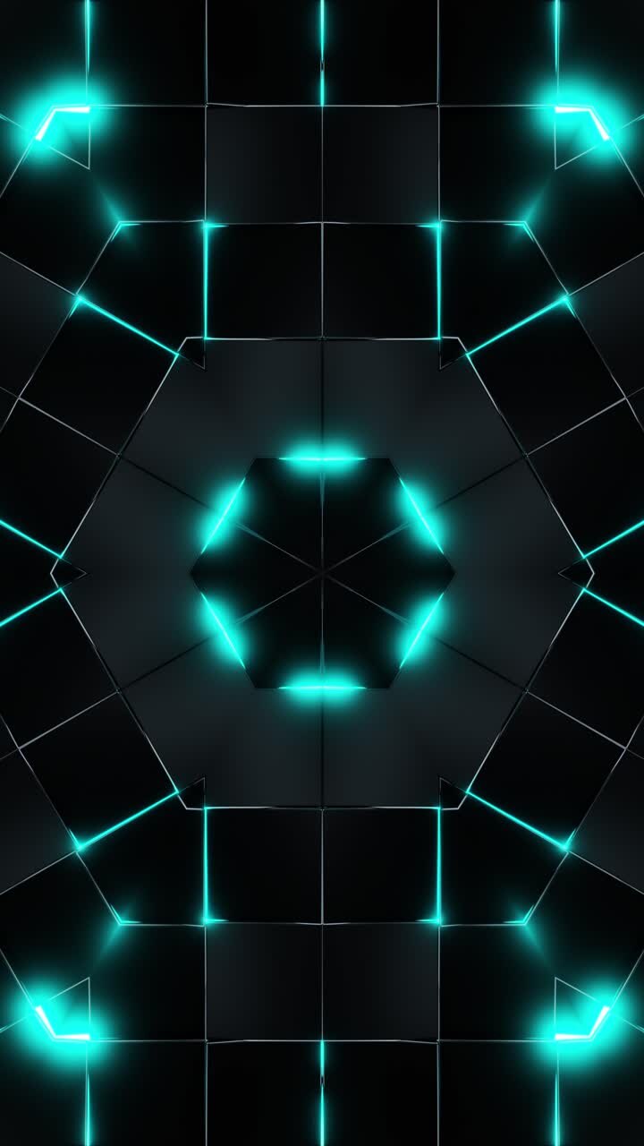 Black and Green Kaleidoscope Wall with Checkered Pattern. Looped Animation Vertical