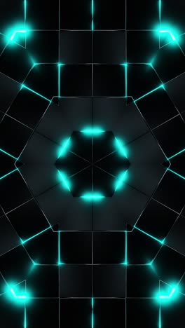 black and green kaleidoscope wall with checkered pattern. looped animation vertical