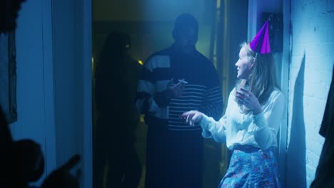 girl leaves conversation at birthday party