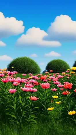 colorful garden through door. a vibrant garden filled with flowers, seen through an open door, inviting people to explore nature's beauty.