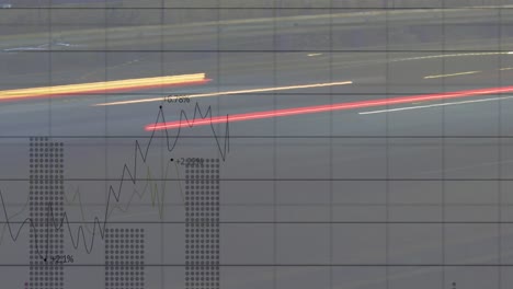 financial data processing over light trails of road traffic.