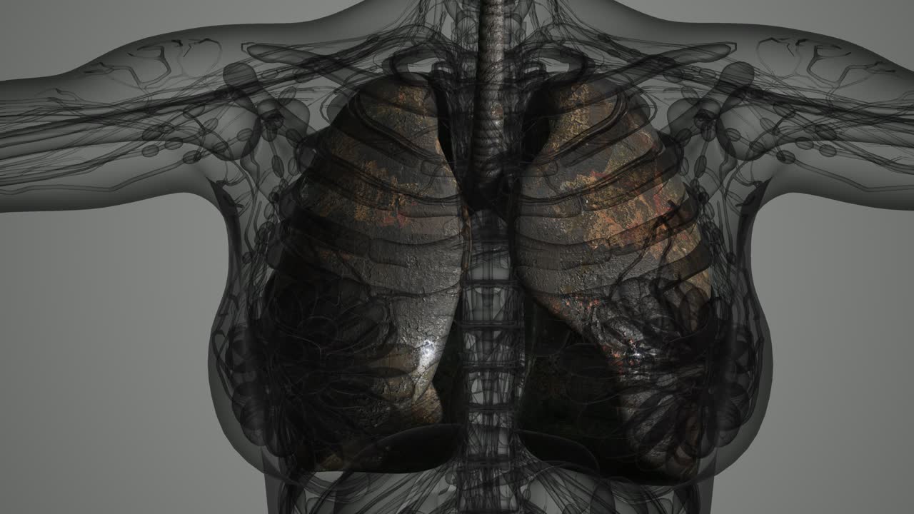 인간 폐의 과학 해부학 스캔