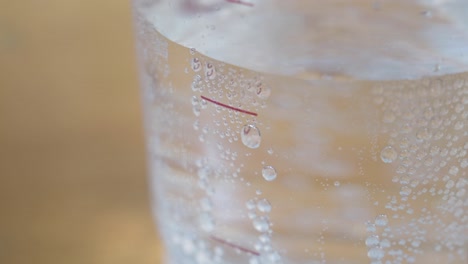 close-up of soda water in a glass