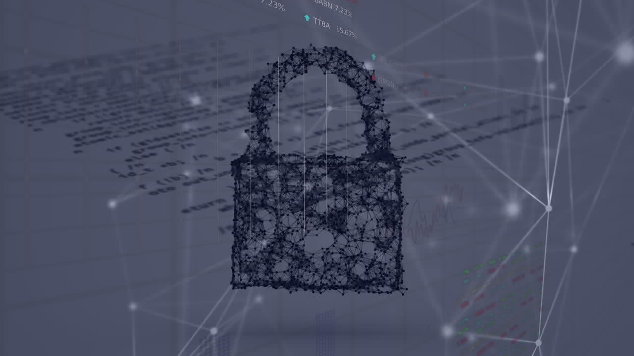 animación de pantalla digital con conexiones y cerrojo digital