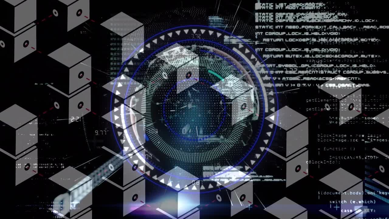 Animation of data processing and cubes over scope scanning