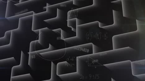 animation of mathematical equations over labyrinth