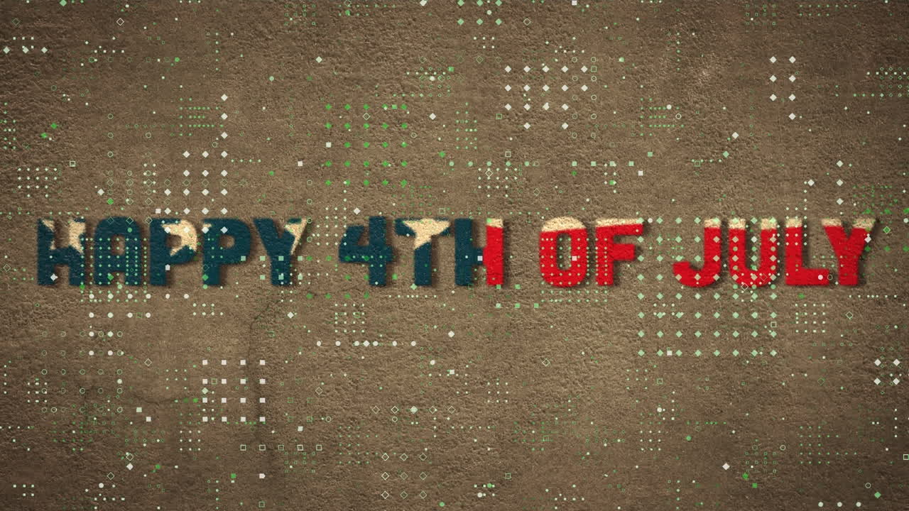 Animatie van 'Independence Day'-tekst boven digitale interface
